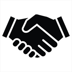Obraz premium Handshake Silhouette Vector Icon - Business Deal Agreement and Partnership Concept.