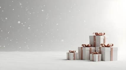 Clean Neutral Winter Sale Background With Snow Light