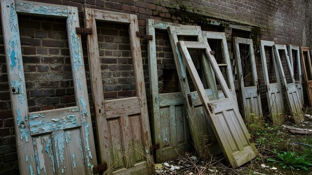 "Fading Portals: Where Every Crack and Peel is a Chapter of History Leaning Against the Brickwork of Yesterday."