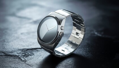 Stunning silver smartwatch with sleek design on dark background