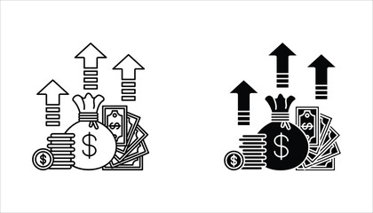 Inflation vector Icons set. Symbol of financial interests. Linear style inflation icon. Vector illustration isolated on white background.