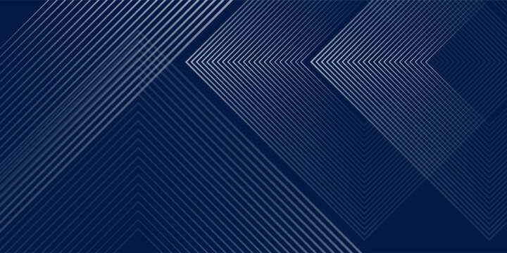 Blue abackground with glowing arrow lines. Simple shiny blue geometric lines design. Technology wallpaper futuristic