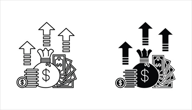 Inflation vector Icons set. Symbol of financial interests. Linear style inflation icon. Vector illustration isolated on white background.