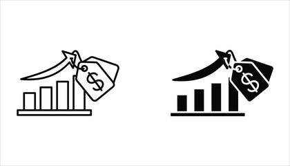 Inflation Icon set. Symbol of financial. Vector illustration for web design. Isolated on white background.