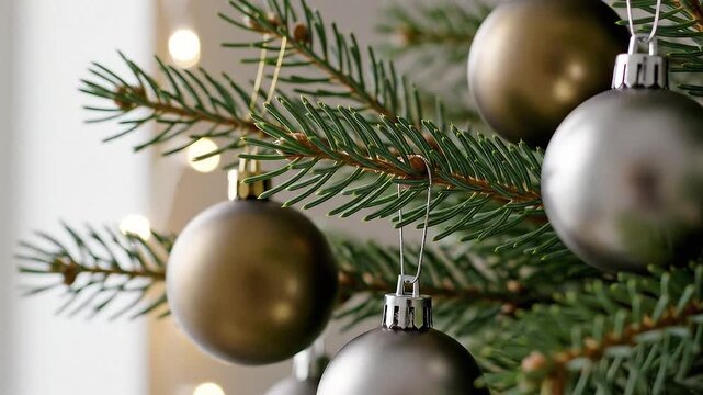 Natural Christmas greenery with a few simple, understated ornaments