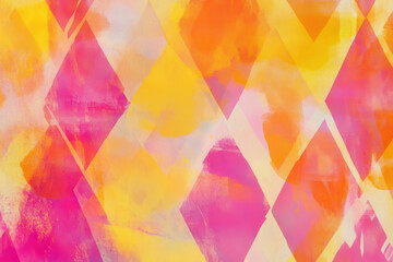 abstract textured background with diagonal overlapping stripes in pink orange yellow purple hues and grungy paint effect