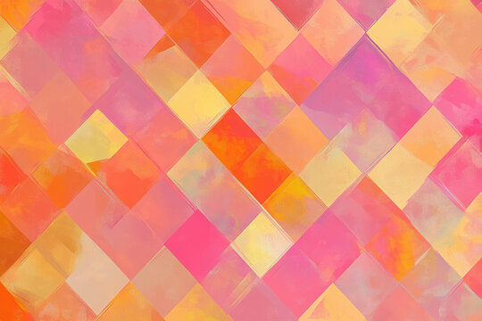 abstract textured background with diagonal overlapping stripes in pink orange yellow purple hues and grungy paint effect - Powered by Adobe