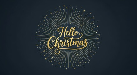 Fototapeta premium Elegant golden holiday greeting features decorative starburst design on dark background