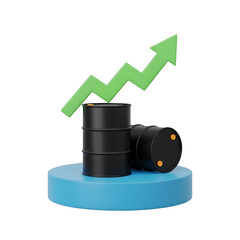 Oil Barrels Green Arrow Up Isolated On Transparent Background