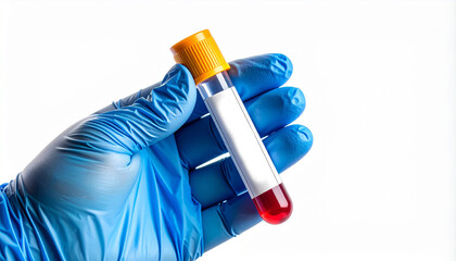 Blood Sample Tube in Gloved Hand Laboratory Medical Test