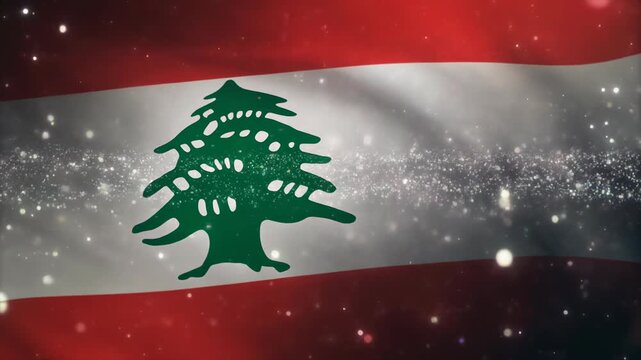 Flag of lebanon depicted with a striking green cedar tree emblem, suitable for presentations, educational materials, cultural articles, and patriotic designs.