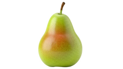 Fresh green pear isolated PNG, healthy fruit with stem on transparent background for food design and nutrition concepts
