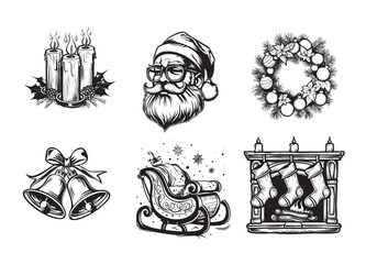set of Christmas elements sketch