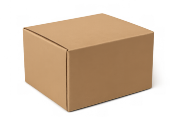 Cardboard box for packaging goods, isolated on a transparent background. Concept for delivery, logistics, and e-commerce