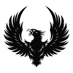 Fototapeta premium black silhouette of an eagle with wings spread wide open