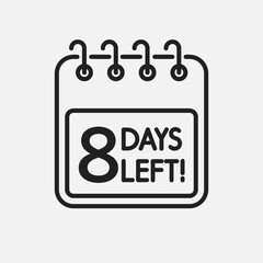 Countdown daily page calendar icon - 8 days left