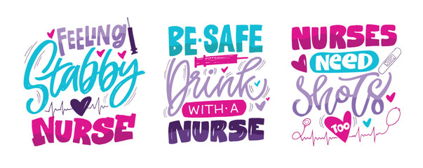 Funny hand drawn doodle lettering quote about Nurse. Lettering for t-shirt design, mug print, bag print, clothes fashion. 100% hand drawn vector image.
