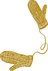 Pair of knitted winter mittens vector illustration isolated on white background