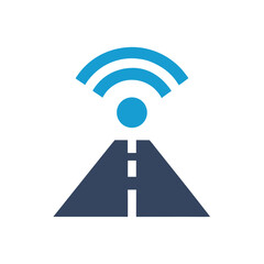Wireless connectivity over road network symbol modern technology illustration