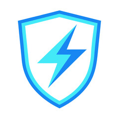 Electric shield icon representing power protection and digital security