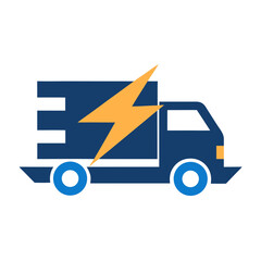 Electric delivery truck icon with lightning bolt