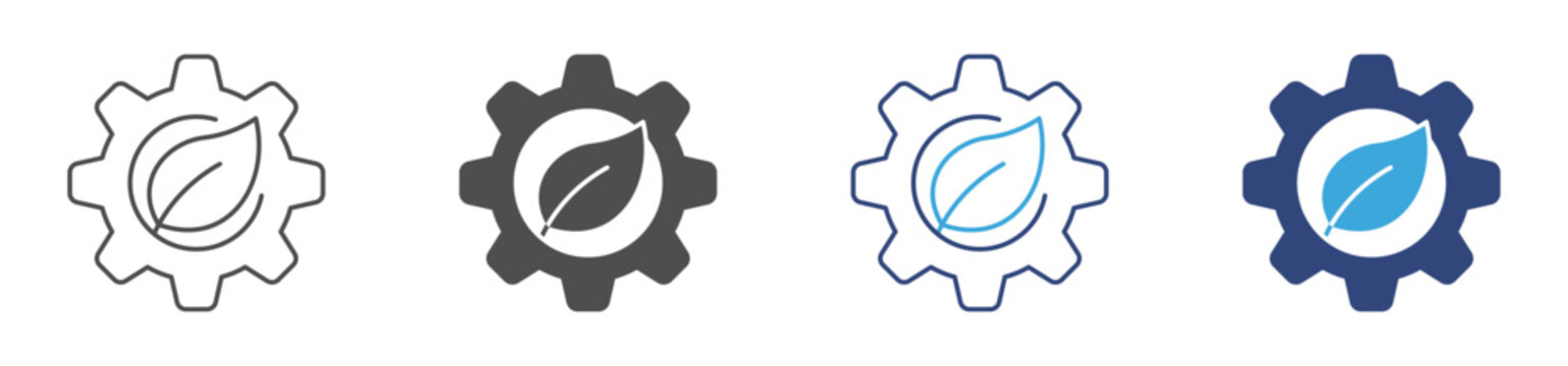 Gear with Leaf icon set,   Eco-Friendly Technology and Innovation concept icon , vector illustration . 