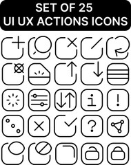 Set of UX actions icons in outline style for user interface design and development tasks