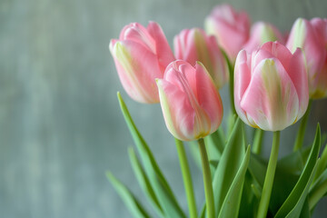 Fototapeta premium Valentine’s Day Pink Tulips Background