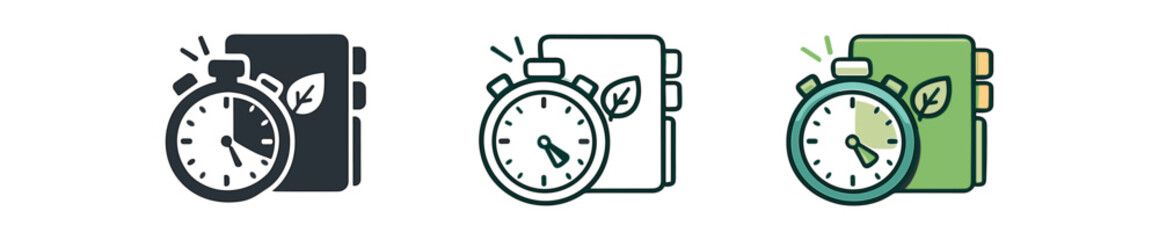 Obraz premium productivity focus timer and notebook with small leaf