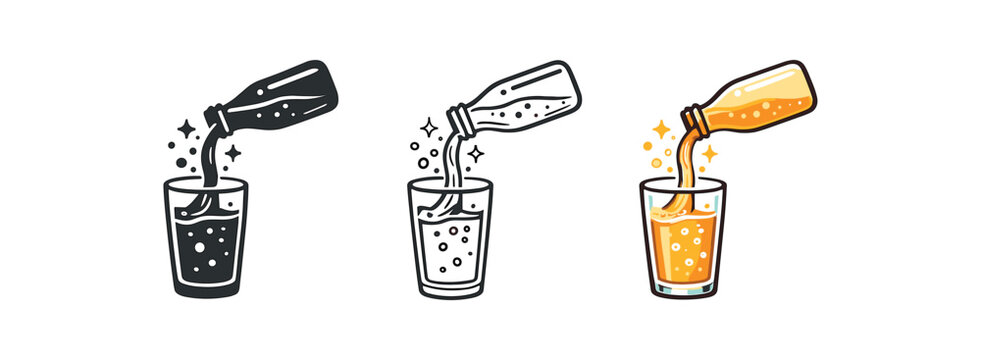 fermentation kombucha pouring into glass with fizzy sparkle