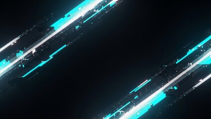 Glowing blue streaks on a dark background