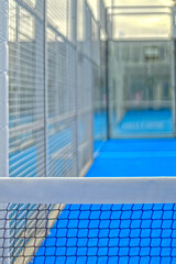 Padel court. Background with copy space. Open tour poster for social media promotion.