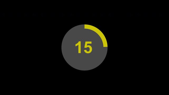 twenty seconds with circle shape animation and circular lines animation, 20 to 0 seconds digital countdown on dark background

