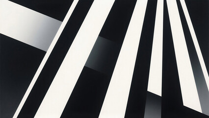 Black and white striped geometric pattern with radial lines and stripes