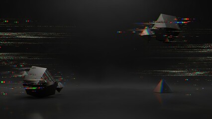 A dark and blurry image of two unidentifiable objects in a dark environment