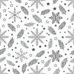 Fototapeta premium Snowflakes and Stars Pattern