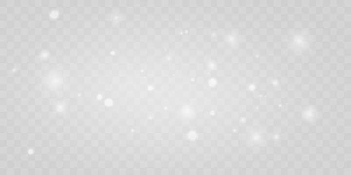 Airy white dust glows softly with soft bokeh light. Light powder floats elegantly adding festive calm. Perfect overlay for Christmas and seasonal designs vector