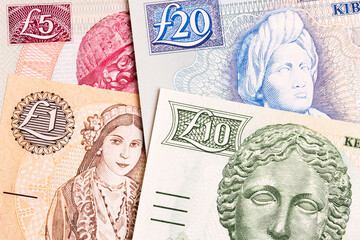 Closeup of Cypriot pounds - a business background