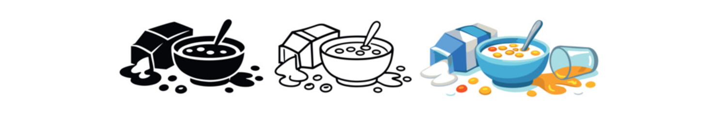 family life breakfast mess table with cereal bowl and tiny spoon