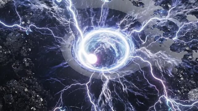 Electricity surrounding a circular object with lightning