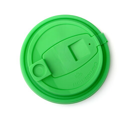 Green reusable plastic takeaway coffee cap