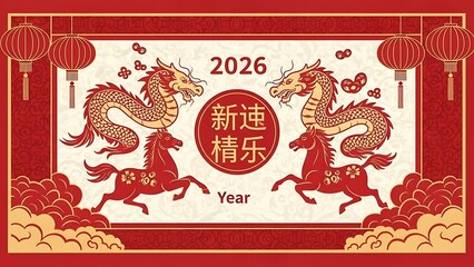 Chinese New Year 2026 with Dragons and Horses image