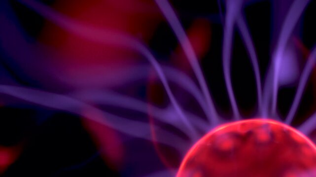 Macro close up 4K video clip of plasma ball lamp or Tesla Sphere