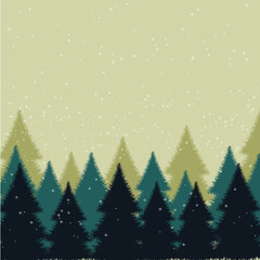 Obraz premium Winter Forest Background With Snow And Soft Green Sky