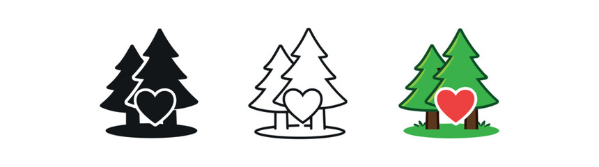 Fototapeta premium eco nature protection forest sign with tree and heart symbol