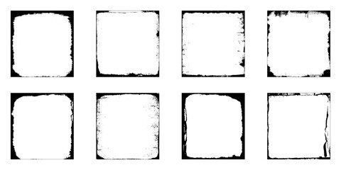 Grunge photo frames set templates. Ink paint border with rough edges © Creative