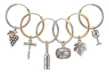 Elegant wine glass markers with delicate charms, perfect for formal dining occasions.