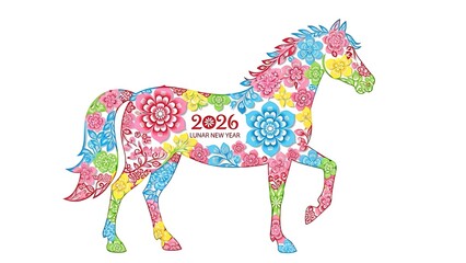 Colorful Floral Horse for Lunar New Year 2026 flowers