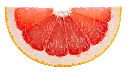Half of a red grapefruit isolated PNG on transparent background, juicy citrus fruit slice for healthy eating and summer designs