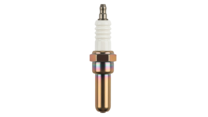 Spark plug isolated PNG on transparent background, engine part for automotive maintenance and repair, ignition component for vehicle